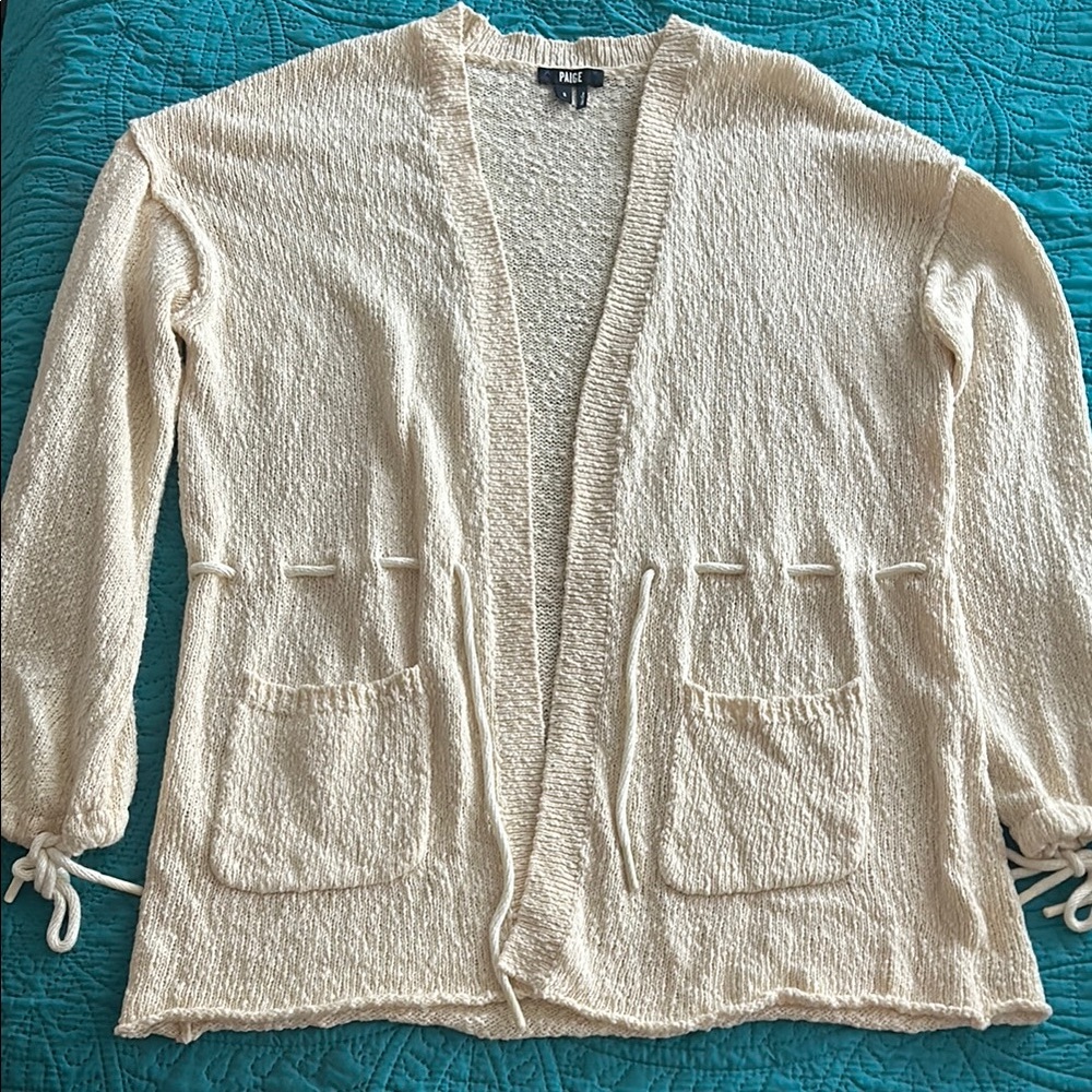 PAIGE Textured Cotton Cardigan, oatmeal color size small